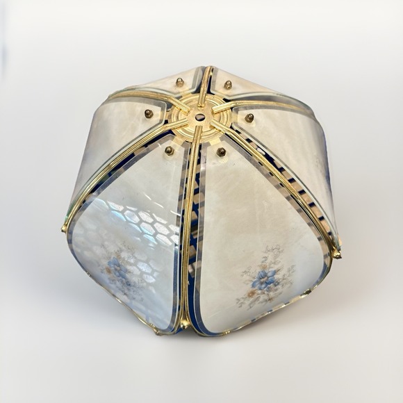 GLASS SHADE Panel ONLY  For Vintage Touch‎ Lamp, 3 Way Brass 6-Panel - Floral - Picture 10 of 10